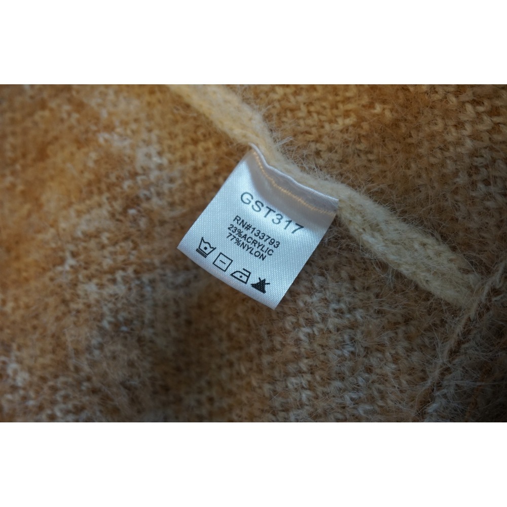 POL Paisley Fuzzy Knit Fringe Poncho Wrap Camel Cream GST317 Womens Small - Picture 6 of 9